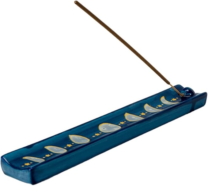 Pacific Giftware Moon Phase Ceramic Incense Burner with Celestial Design Ideal for Meditation Aromatherapy and Home Decor Display 10" Long