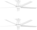 ocioc 52 inch Ceiling Fans with Lights, Large Air Volume Ceiling Fans with Reversible Quiet DC Motor and Remote（White-2 pack）