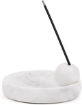 Incense Holder for Sticks, Natural Marble Incense Burner Ash Catcher Plate for Palo Santo, Sage, Meditation, Yoga and Home Decor - White