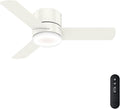 Hunter Minimus, Indoor, Ceiling Fan, with LED Light, 44 inch, Fresh White | Modern, Low Profile Flush Mount, Remote Control, 3 Blades, For Bedroom, Living Room, 59452