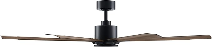 Modern Forms Size Matters Indoor and Outdoor 8-Blade 65in Smart Ceiling Fan in Matte Black/Distressed Koa with Remote Control