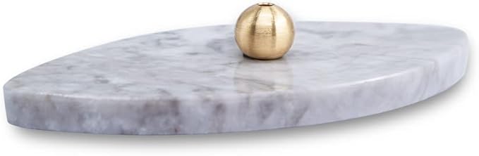 Sermo Ovoid Marble Incense Holder Burner Oval (Cloudy - Gray White)