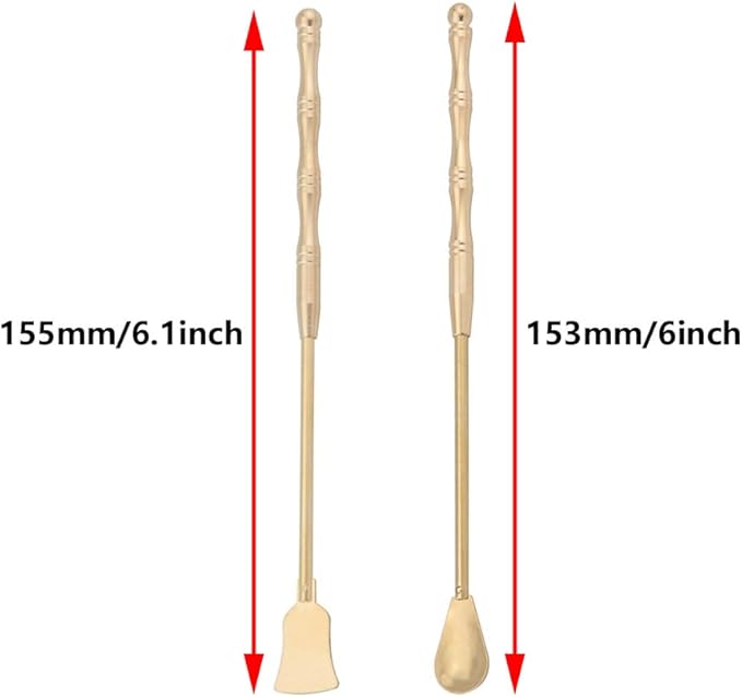 JianLing 2PCS Incense Set Tools Copper Spoon Shovel Spatula Brass Sweeping Seal Script Accessories Making Tools Used for Hotels Temples Pressing Incense Powder