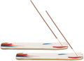 NAQSH Wooden Incense Holder Tray for Sticks - Incense Burner Holder - Insense for Table Decorations and Boho Gifts (Multi Feather White)