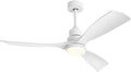 52 Inch Ceiling Fans with Lights Remote, White Ceiling Fans 3-Color Light, Timer, ETL Listed, 3 Downrods, 3 Blades, 6 Speed Modern Fan Quiet Reversible DC Motor for Patio Outdoor,52in,White