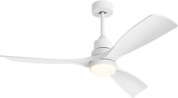 52 Inch Ceiling Fans with Lights Remote, White Ceiling Fans 3-Color Light, Timer, ETL Listed, 3 Downrods, 3 Blades, 6 Speed Modern Fan Quiet Reversible DC Motor for Patio Outdoor,52in,White