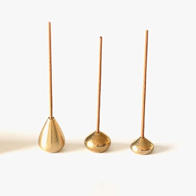3Pcs Gold Mini Brass Incense Holder, Incense Cone Holder, Portable Coil Incense Holder, Incense Stick Holder for Home Office Teahouse, Water Drop Shape