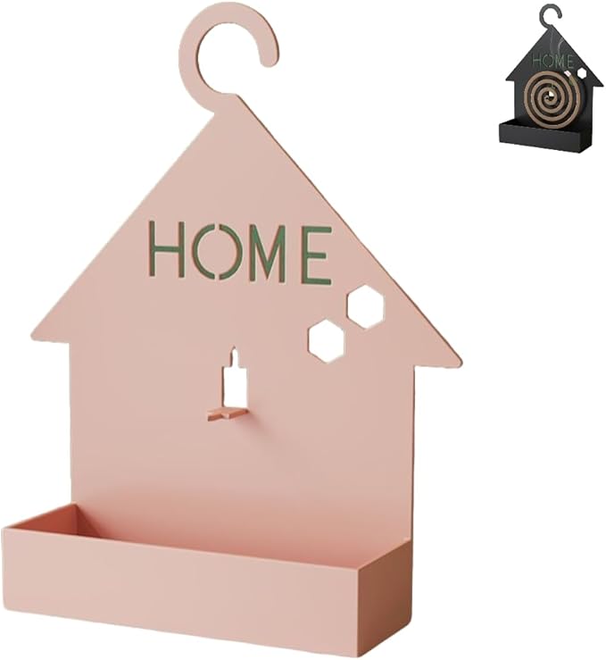 Mosquito Coil Holder House-Shaped Mosquito Coil Holder, Portable Incense Burner with Buckles for Outdoor, Camping, Patio, Pool Side (Pink)