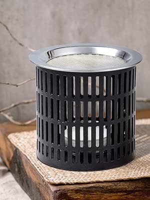 Incense Burner to use with tealight, Iron in Black, Height 3.15 inch