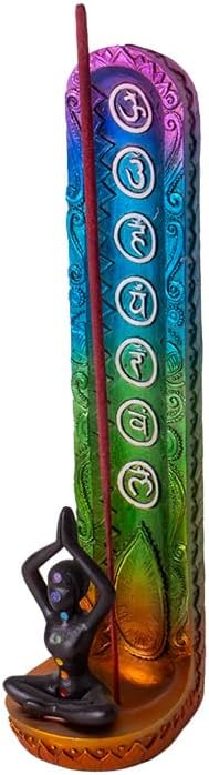 Pacific Giftware Spiral Goddess Incense Holder with Multicolor Chakra Symbols Yoga and Meditation Decor for Home or Spiritual 9" Tall