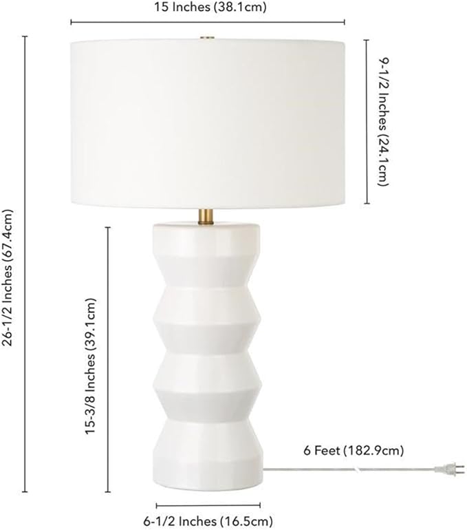Carlin 28" Tall Ceramic Table Lamp with Fabric Shade in Matte White/White