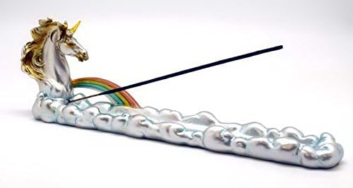 Pacific Giftware Fantasy Wonderland Unicorn Over Colorful Rainbow Bridge Stick Incense Holder 12 Inch L