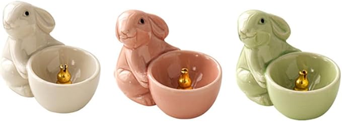 ARFUKA Incense Holder Ceramic Incense Stick Holder Incense Burner Rabbit Design Insence Holder with Ash Catcher for Meditation Yoga Spa Room Décor Pack of 3
