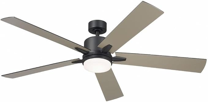 KICHLER Lucian Elite XL 60 in Ceiling Fan with Light, Modern Indoor Fan with Etched Cased Opal Glass and Wall Control in Satin Black for Bedroom or Living Room, 330060SBK