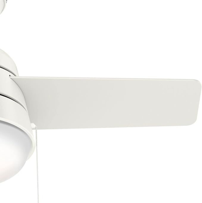 Hunter Aker, Indoor, Ceiling Fan, Modern, Small, 36 inch, Fresh White | with LED Light and Pull Chain, Standard Mount, Quiet, 3 Blades, For Bedroom, Home Office, Laundry Room, 59301