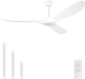 Solid Wood Ceiling Fans no Light,60'' White Ceiling Fan with Remote Control,DC Motor with Large Airflow,Indoor and Outdoor Ceiling Fan for Living Room,Bedroom,Patios