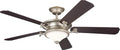 Kichler 60 Inch Rise 5 Blade LED Indoor Ceiling Fan with Etched Cased Opal Glass in Brushed Nickel with Reversible Walnut and Cherry Blades