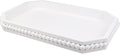 Hrastany White Wood Serving Tray with Beads, Farmhouse Decorative Tray for Table Centerpiece, Christmas Wedding Halloween Home Decor