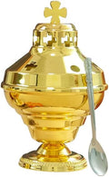Orthodox Church Mass Supplies Greek Style Incense Burner Holy Grail with Spoon Religious Gift Altar Decoration (Incense Burner)