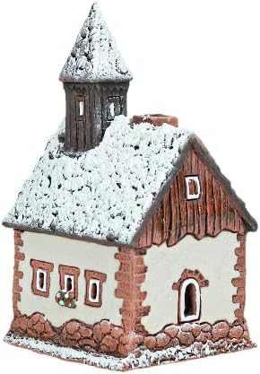 Ceramic Houses and Villages Collection - Handmade Miniature of The Original Chapel in Tyrol, Winter Edition - Candle, Cone Incense Holder R290SN
