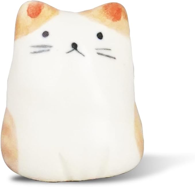 Charming Animal Series Ceramic Incense Holder, Japanese Pottery, Perfect for Relaxation and Concentration, Made in Japan (Small Flower Cat)