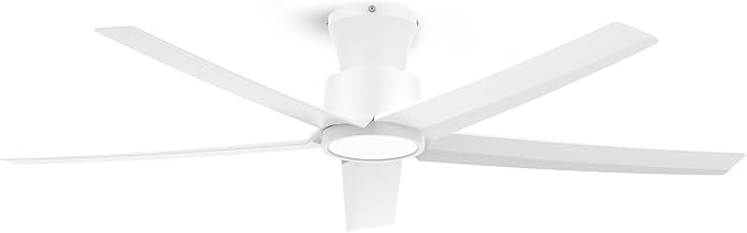 ocioc 52 inch Ceiling Fans with Lights, Large Air Volume Ceiling Fans with Reversible Quiet DC Motor and Remote（White）