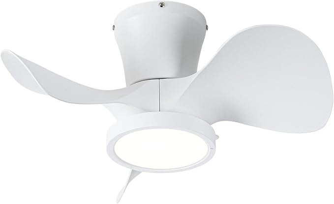 ocioc Ceiling Fans with Lights and Remote, 22 inch Ceiling Fans with Reversible Quiet DC Motor, Flush Mount, 3CCT, White Ceiling Fan for Bedroom Indoor/Outdoor