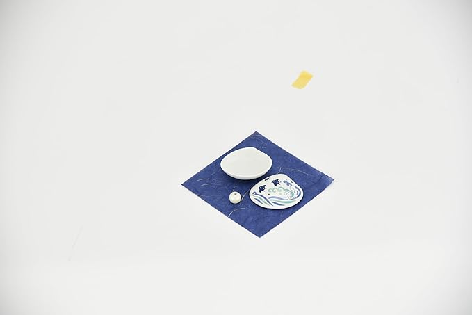 Hasegawa Shell Incense Dish & Holder Set: Heian-Inspired Kaiawase Motif - White with Blue Waves, Pearl-Like Incense Holder - Ideal Gift, Doubles as Decor - Porcelain