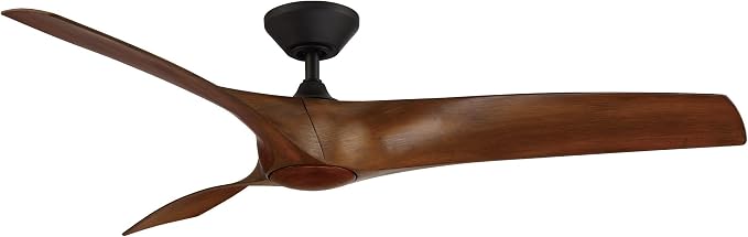 Modern Forms Zephyr 3 Blade 62 in. Indoor and Outdoor Smart Downrod Ceiling Fan with Remote Control - Integrated LED Selectable 4CCT 2700K-3000K-4000K-5000K - Matte Black/Distressed Koa