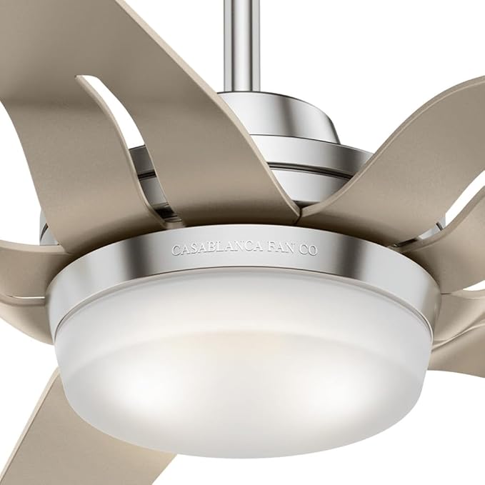 Casablanca 56 inch Indoor Ceiling Fan with LED Light & Remote Control- Standard Mount Ceiling Fan, 5 Painted Metallic Blades, For Bedroom, Living Room, or Kitchen, Quiet- Correne 59197, Brushed Nickel