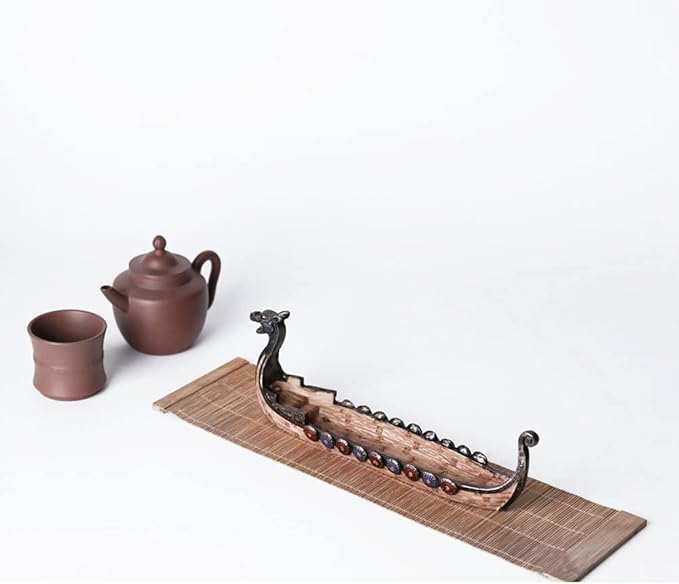 Viking Ships Incense Holder, Retro Ships Ornament for Home Decor, Handcrafted, Multicolor 24 * 12 * 5 cm (As Shown)
