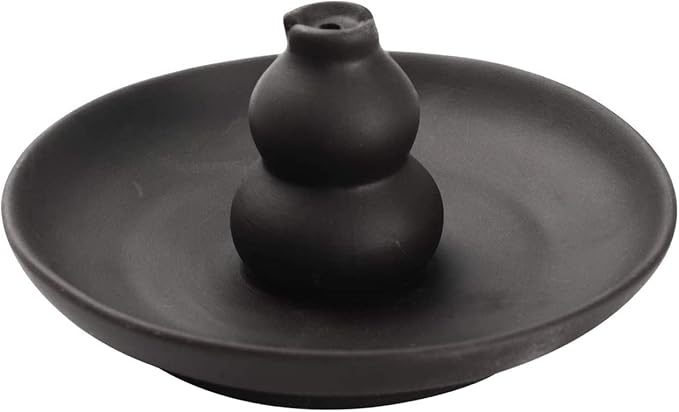Ouliget Incense Holder Burner,Brown Glazed Ceramic Gourd Style Censer Burner,Simple Style Morden Incense Holder for Set for Office Yoga and Livingroom