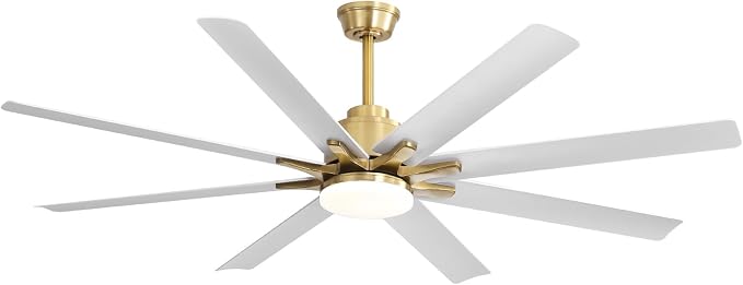 Sofucor 52 Inch Smart Ceiling Fan with Lights, Indoor/Outdoor Ceiling Fan with Light and Remote, Work with Alexa/Google, Quiet DC Motor, Reversible 6-Speed White Ceiling Fan for Bedroom Patio Garage