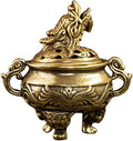 Amosfun Tripod Incense Burner Vintage Brass Incense Holder for Home Decor Meditation Aromatherapy with Stable Three-Legged Design 2.04X1.96X1.96In