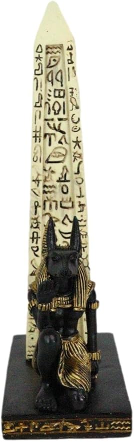 Ebros Gift Egyptian Theme Anubis Jackal Dog Deity Kneeling by Hieroglyphic Obelisk Pillar Incense Burner Sculpture Resin Figurine Home Fragrance Accessory Egypt God of Afterlife and Mummification