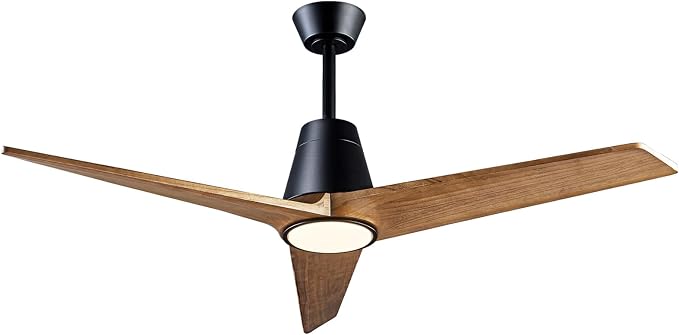 52'' Solid Wood 3 Blades Ceiling Fan RGB Light DC Reversible Remote Control | 20-year sycamore wood blades, reversible dc motor, 6-speed timer remote, dimmable rgb light with memory, bedroom living room