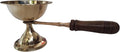 BHAVICREATION Brass Aarti Diya with Wooden Handle Brass Camphor Dhoop Arti Wooden Handle Puja Arti (130 Gram Length=8 inch)
