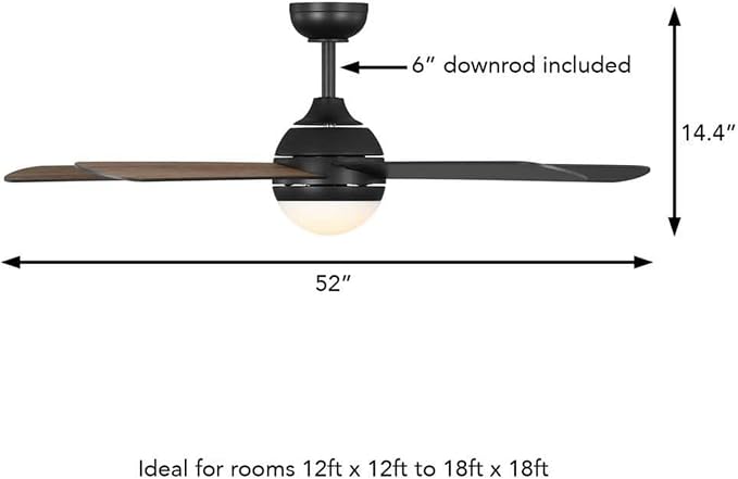 Hampton Bay Morland 52 in. Smart Indoor/Covered Outdoor Matte Black Ceiling Fan with Remote and Integrated LED Powered by Hubspace 59080