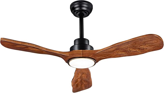42 In Wood Ceiling Fan with Light,Noiseless Reversible DC Motor with Remote | tung walnut solid wood blades, quiet dc motor, remote control, dimmable 3cct led, indoor outdoor for farmhouse kitchen patio