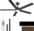 OPONL Ceiling Fan with Light, Ceiling fan with Light and Remote Control, Reversible, 6CCT, Dimmable, Noiseless, Ceiling Fan for Bedroom, Indoor/Outdoor Use, Black, 52 inch, Modern