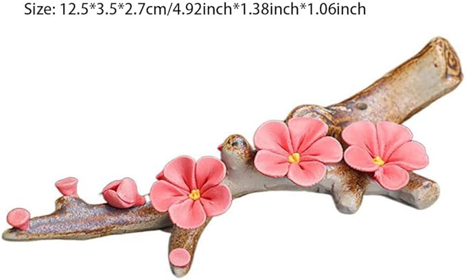 Handmade Ceramic Peach Blossom Incense Holder, Incense Stick Holder, Ceramic Incense Burner Flower Incense Burner Stick Holder, Ceramic Incense Burners for Sticks Incese Ash Tray