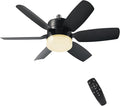 Fanspex 20.5'' Socket Ceiling Fan Light for Home Living Room Bedroom Garage | 5 Fan Speeds with 3 Colors Adjustable Light, 8 Hours Timer, Black
