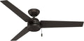 Hunter Cassius, Outdoor or Indoor, Ceiling Fan, 52 inch, New Bronze | No Light, Standard Mount, Pull Chain, 3 Blades, For Living Room, Patio, Porch, Garage, 59261