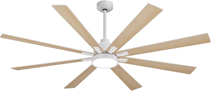 Large Ceiling Fans with Lights and Remote - 72 Inch White Ceiling Fan with Light, Quiet DC Motor, 3 CCT,Modern Dimmable LED Lighting & Large Ceiling Fans for Living Room Patio, Indoor/Outdoor