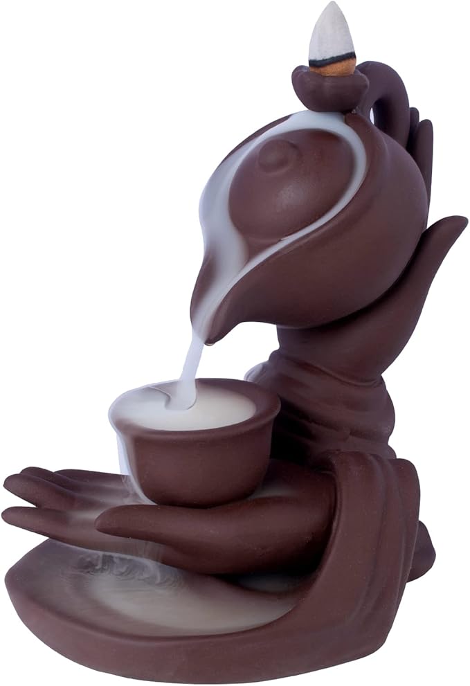 Waterfall Incense Burner Buddha Hand Backflow Incense Waterfall Burner Smoke Incense Holder Waterfall with 100 Incense Cones 10 Kind of Scents