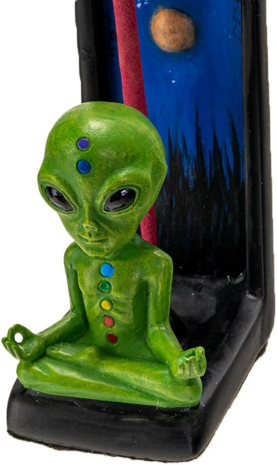 Pacific Giftware Colorful Alien Plante Incense Burner Galactic Explorer Resin Incense Burner with Alien Figurine Home Decor