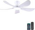 Kviflon 46 Inch Modern Ceiling Fans with Lights, Flush Mount Ceiling Fan with Light and Remote/APP Control, 5 Reversible 6 Speeds Curved Blades, 3 CCT Dimmable Lights for Bedroom, White