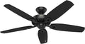 Hunter 52 inch Indoor Ceiling Fan No Light with Pull Chain - Black Ceiling Fan without Light, Standard Mount, 5 Blades, For Bedroom, Living Room, or Kitchen - Builder Elite 53243, Matte Black | Standard Mount, Pull Chain, 5 Blades, For Bedroom, Living ...