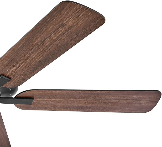 Hinkley Metro 52" Indoor Dual Mount Ceiling Fan with No Light, Traditional Style, Reversible Wooden Fan Blades, Matte Black and Walnut, Remote Sold Separately