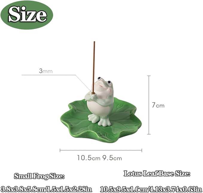 Frog Incense Holder for Sticks, Ceramic Incense Holder Cute Frog Figurines Incense Stick Holder, Insence-Sticks Burner Incense Burner Holder for Yoga Meditation Home Office Decor (with Ash Catcher)